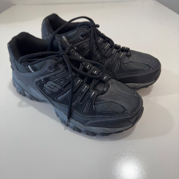 Skechers Mens SZ 9.5 US Black After Burn Memory Fit Sneakers Shoes - Picture 8 of 16